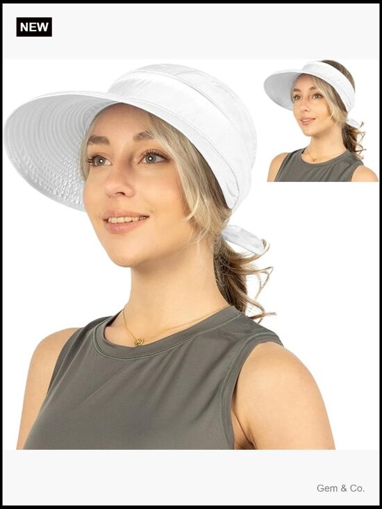 UPF 50+ Wide Brim Zip-Off Ponytail Visor Hat Foldable Travel Hiking main image 7